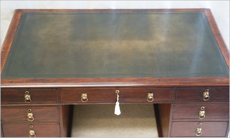 1030 Antique Georgian Mahogany Partners Desk (7)